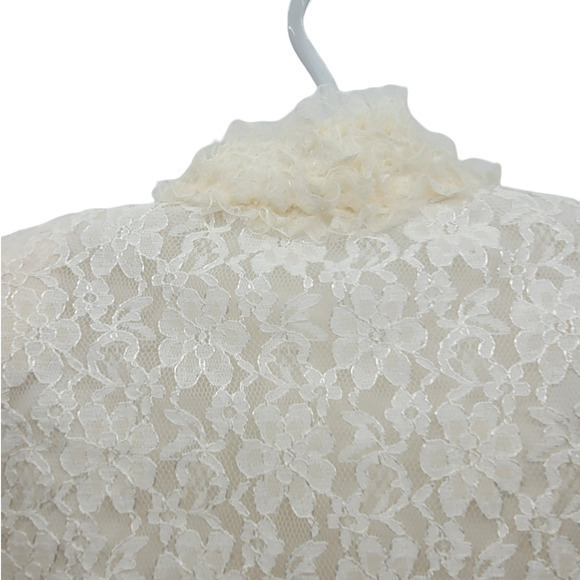 HP Vintage Sun-Born Lace High Ruffle Collar Sheer Sleeve Peplum Lolita Blouse - Picture 13 of 16